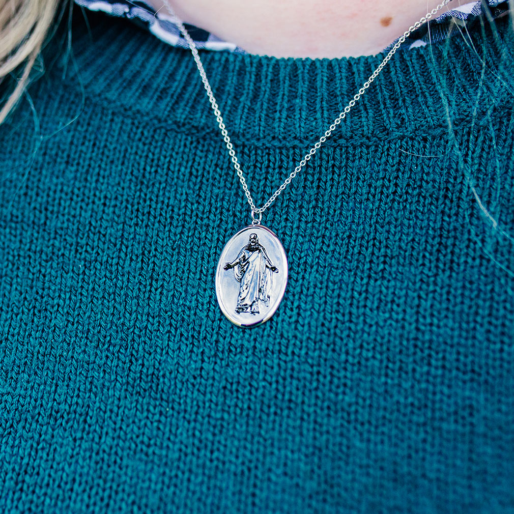 Engraved Silver Christus Pendant Necklace - 4 Options - LDP-CHRIST-PEN-SLV-E