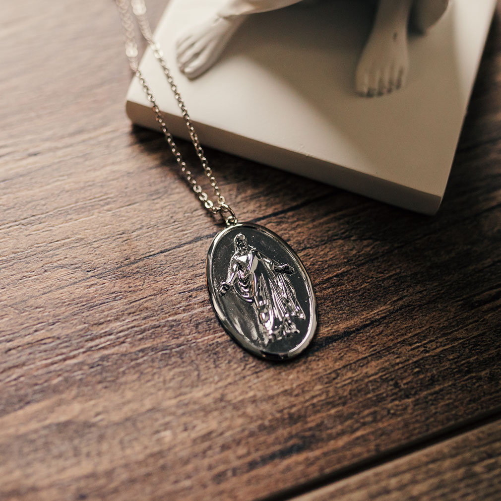Engraved Silver Christus Pendant Necklace - 4 Options - LDP-CHRIST-PEN-SLV-E