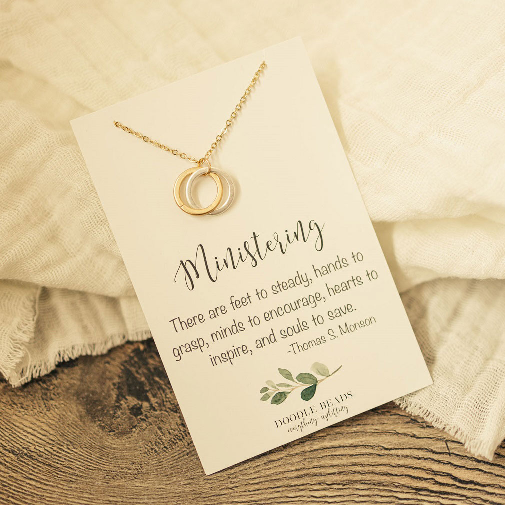 Ministering Double Ring Necklace - DBS-MJ224G