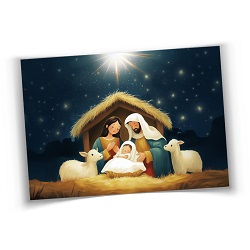Nativity Blessing - Minicard Nativity card, Christian Christmas card, ministering gift, holiday message card, blank back card, Christmas illustration, LDS ministering gift, Christian stocking stuffer, religious Christmas card, Christmas note card, faith-based holiday gift, Jesus birth card