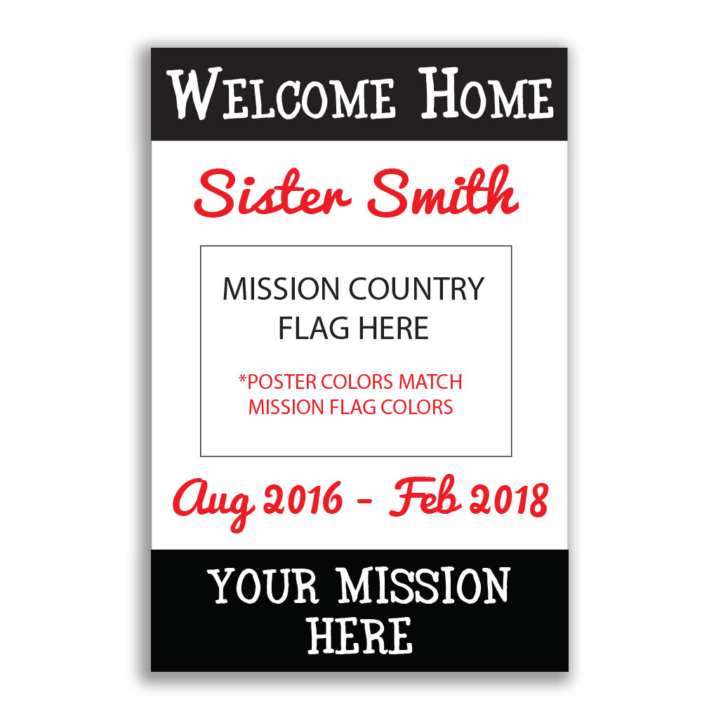Handheld Flag Missionary Welcome Home Sign - Sister - LDP-MSPST334