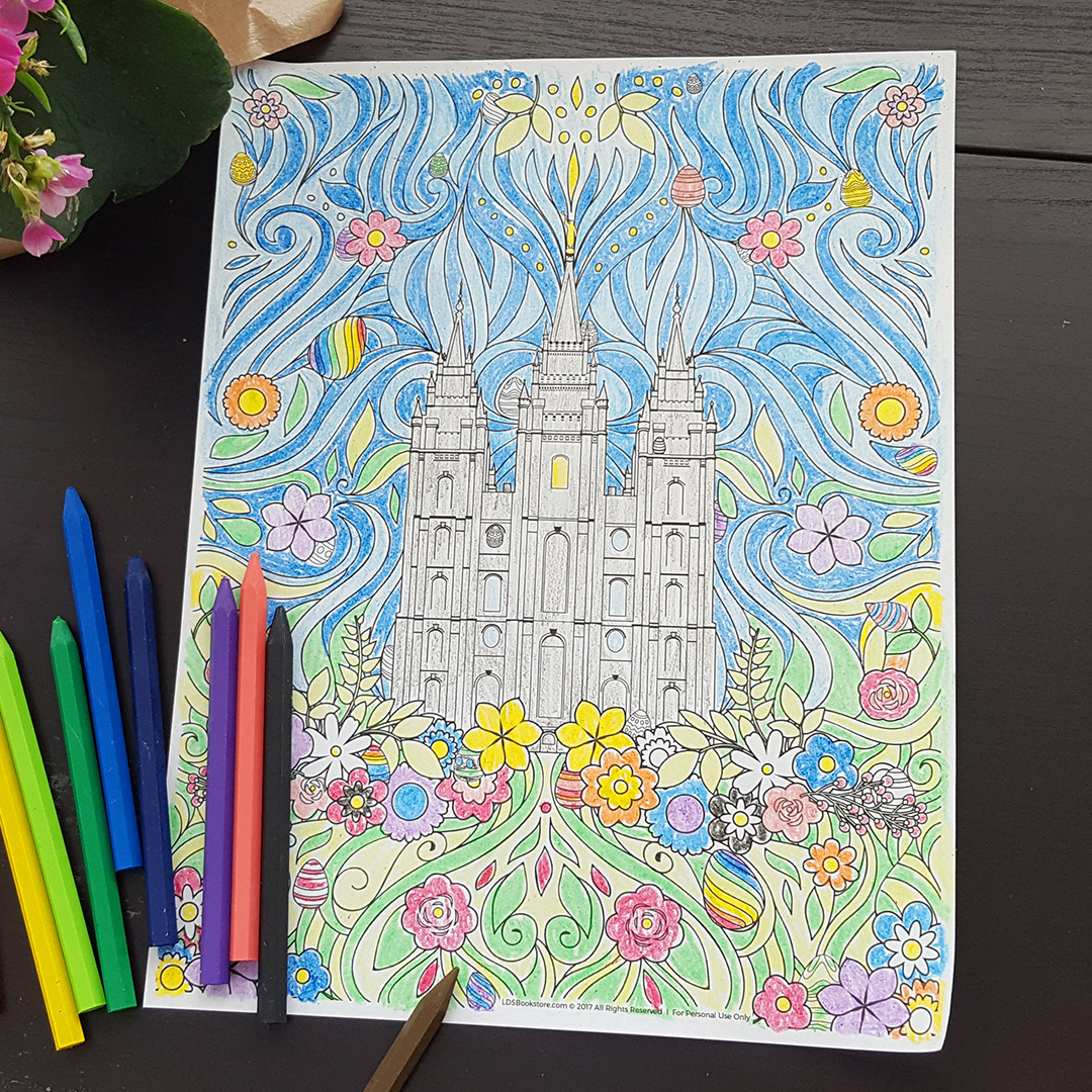 Easter Salt Lake Temple Coloring Page - Digital Download - LDPD-PBL254