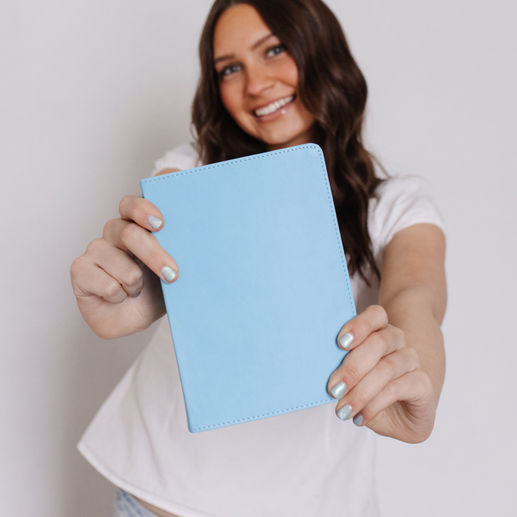 Hand-Bound Simulated Leather Quad - Breezy Blue - LDP-HB-RQ-BRBL