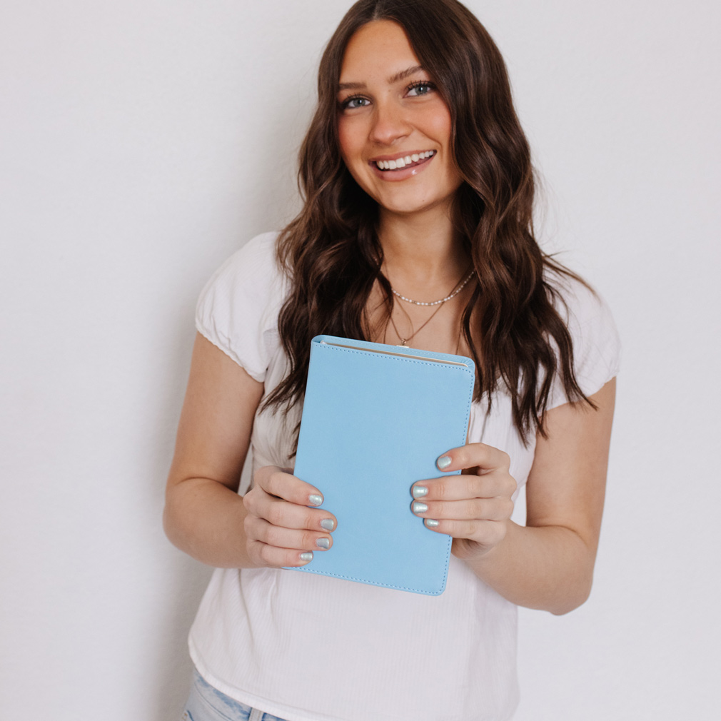 Hand-Bound Simulated Leather Quad - Breezy Blue - LDP-HB-RQ-BRBL