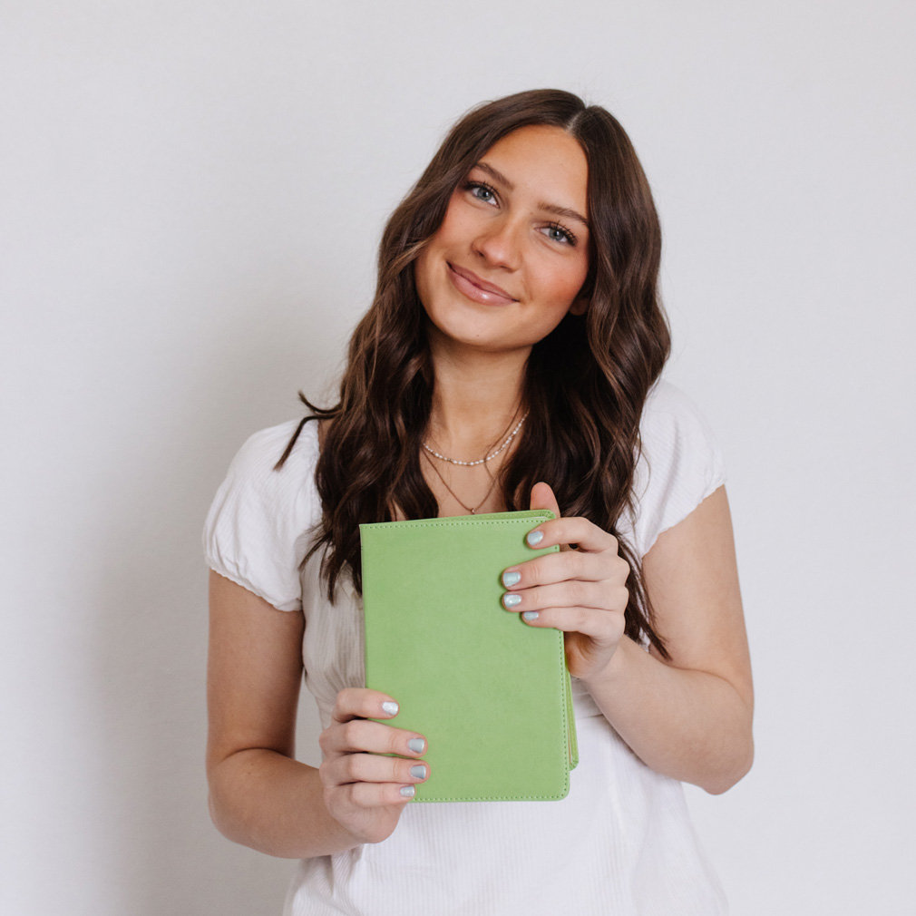 Hand-Bound Simulated Leather Quad - Spring Green - LDP-HB-RQ-SG