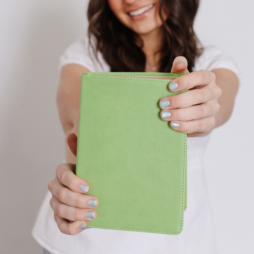 Hand-Bound Simulated Leather Quad - Spring Green - LDP-HB-RQ-SG