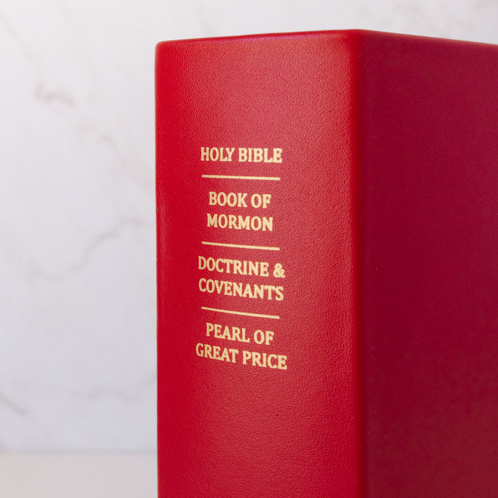 Pre-Made Hand-Bound Genuine Leather Quad - Cherry Red with White Ribbons - LDP-HB-RQ-CHR-PM-WHT