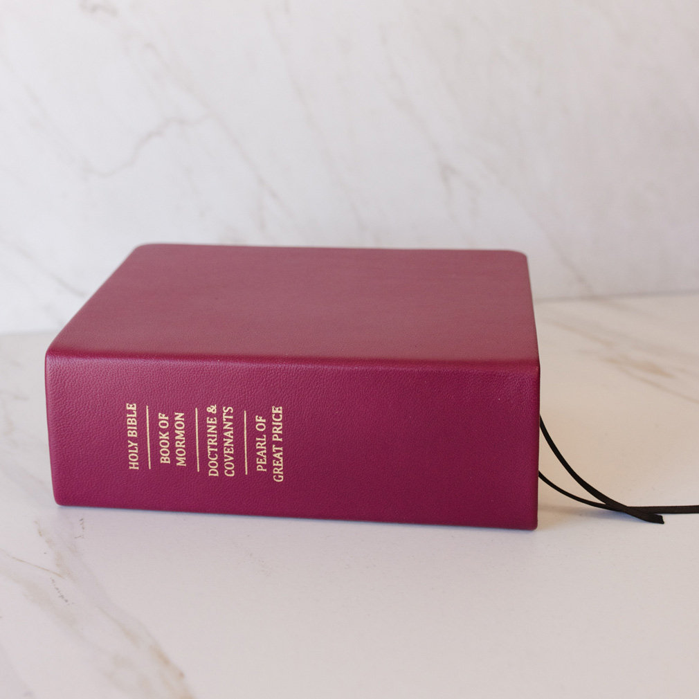 Pre-Made Hand-Bound Genuine Leather Quad - Red Plum, Black Ribbons - LDP-HB-RQ-RDP-PM-BLK