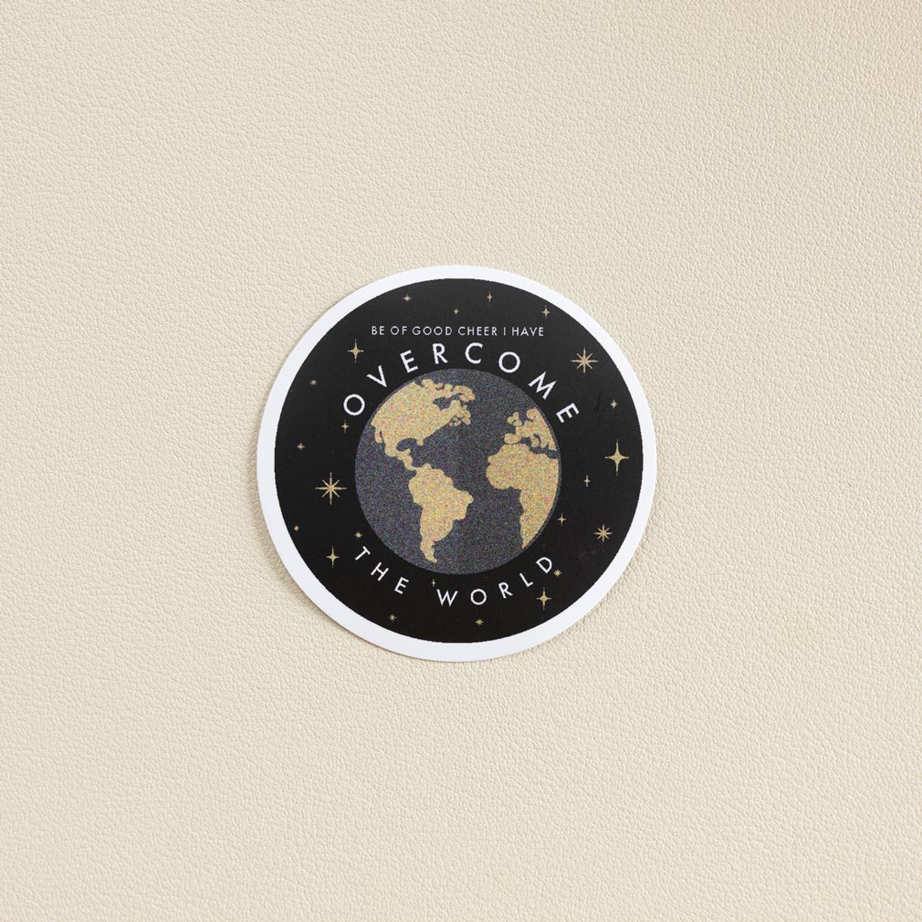 Overcome the World Globe Vinyl Sticker - LDP-VS-OWG
