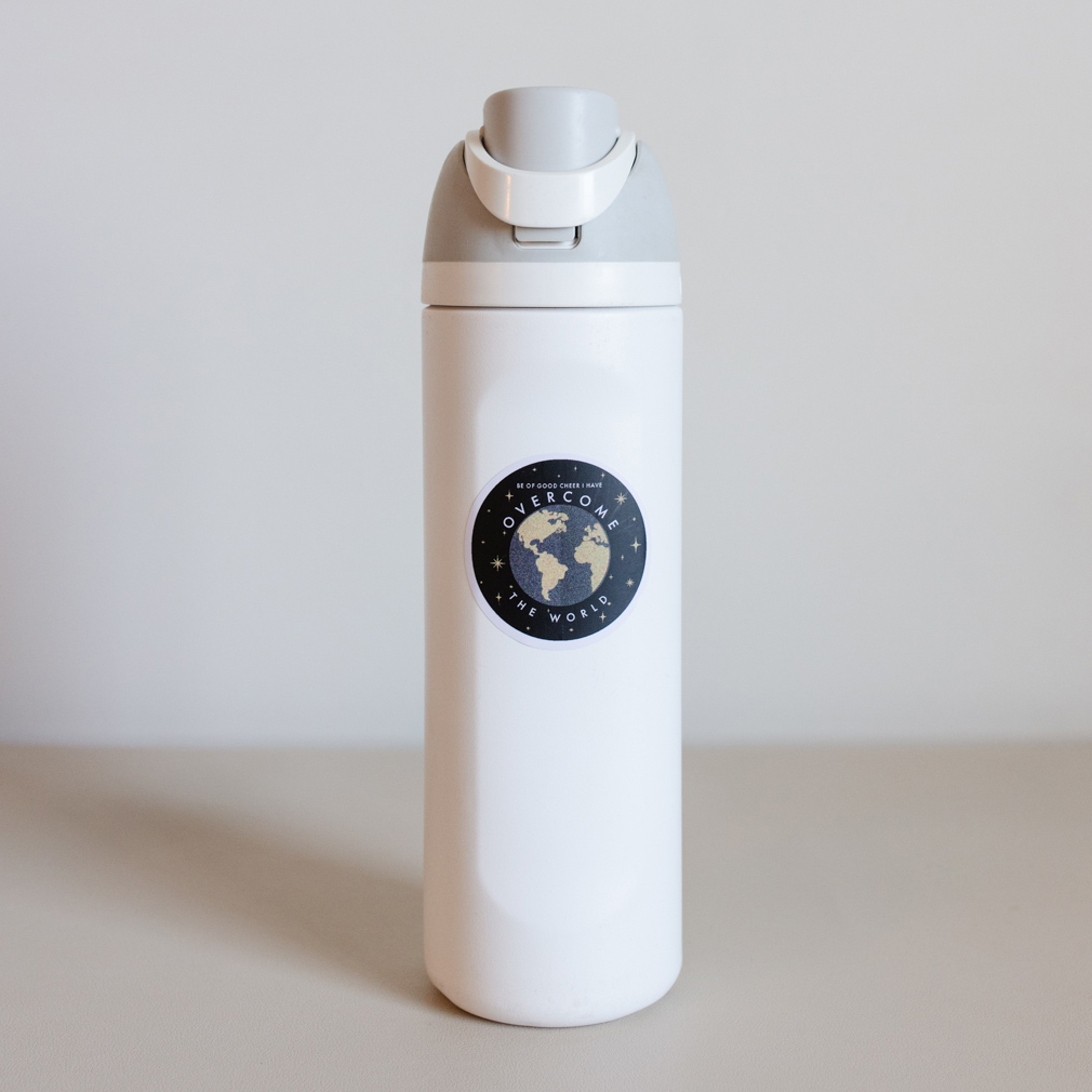 Overcome the World Globe Vinyl Sticker - LDP-VS-OWG