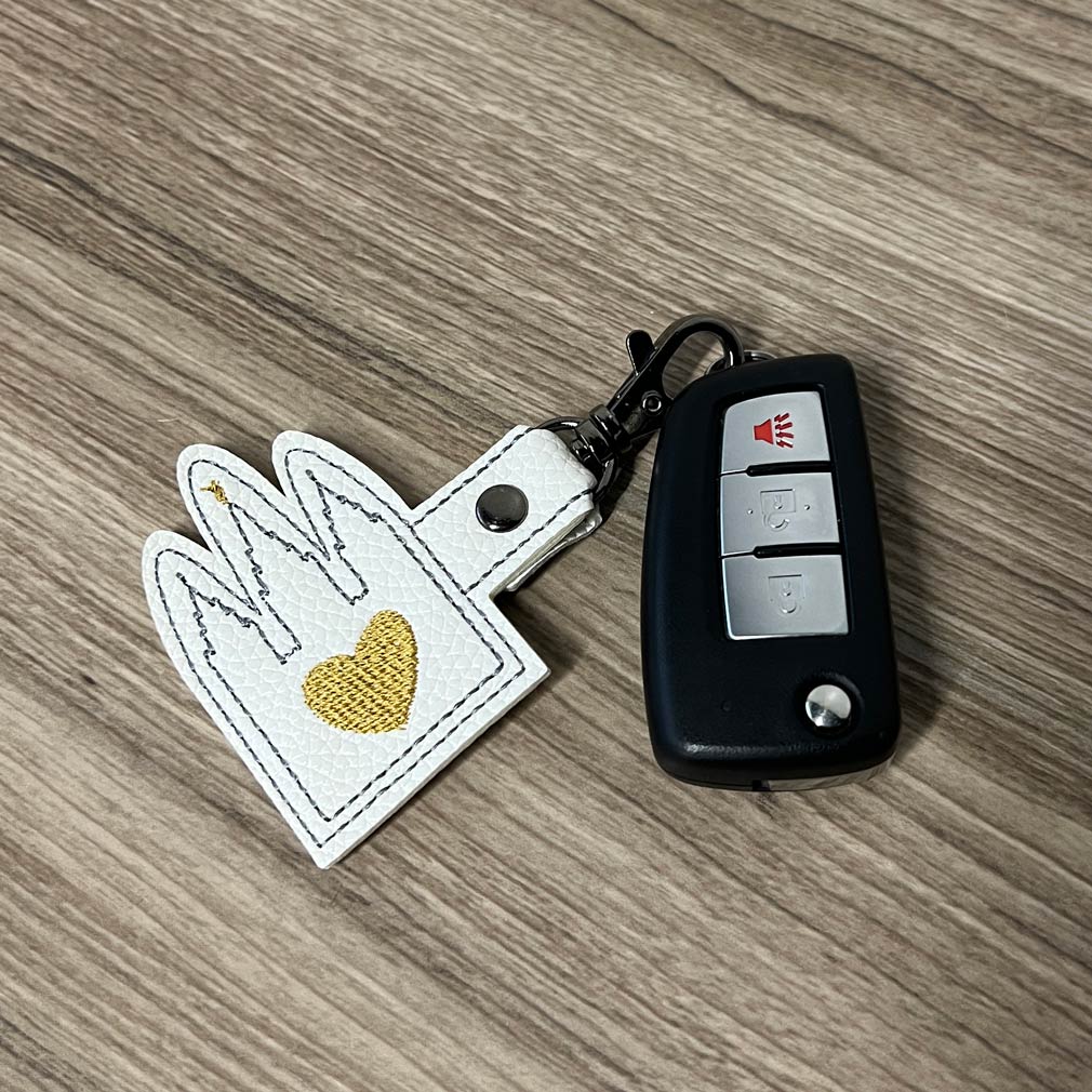 Stitched Temple Keychain - White - BF-LDP-TEMPKEY-WHT