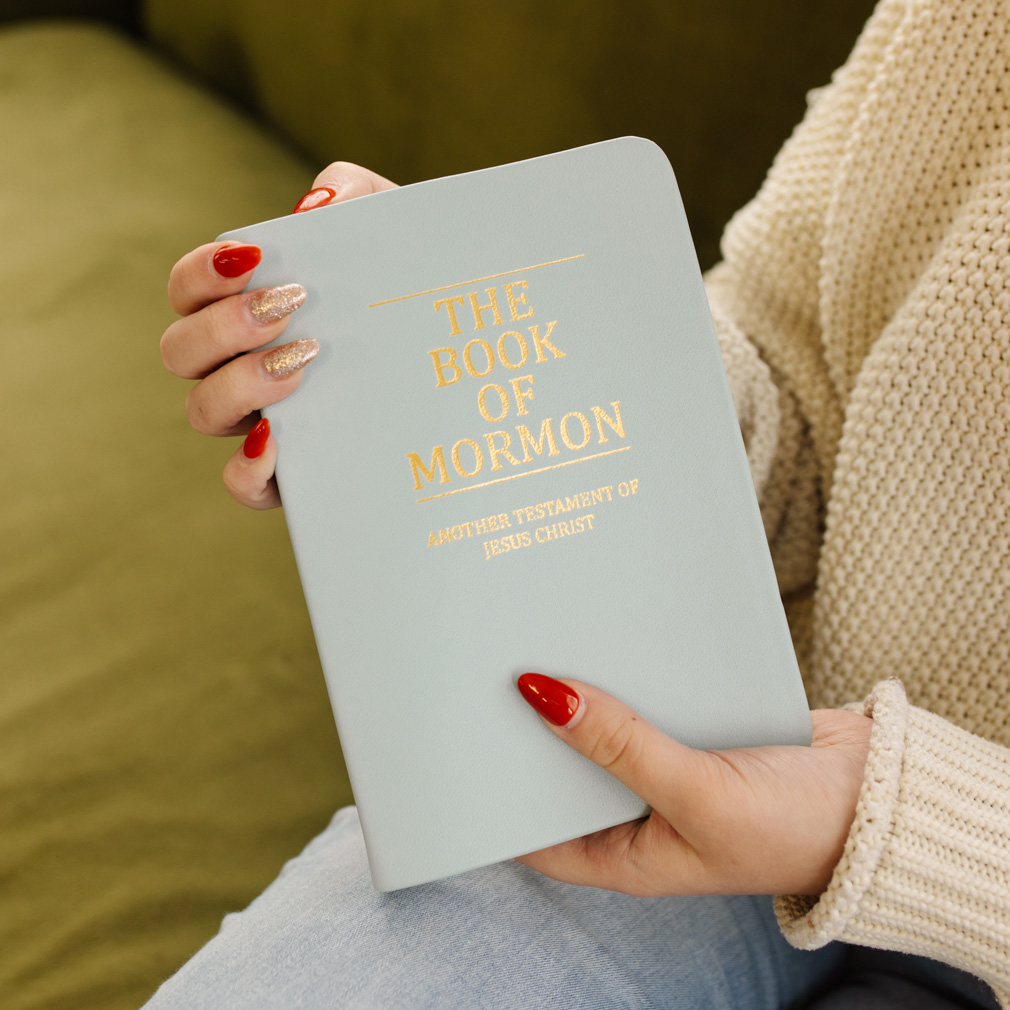 Hand-Bound Genuine Leather Book of Mormon - Baby Blue - LDP-HB-BOM-BBL