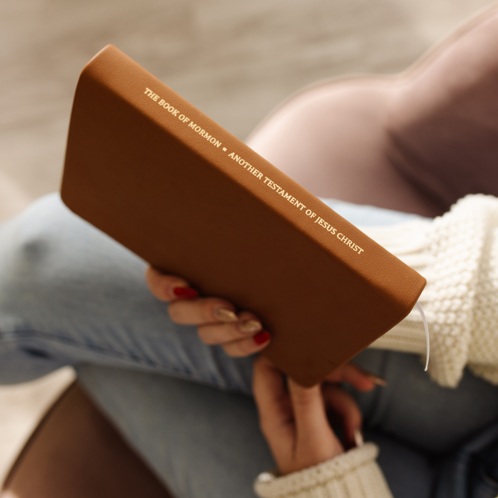 Hand-Bound Genuine Leather Book of Mormon - Caramel Brown - LDP-HB-BOM-CBR