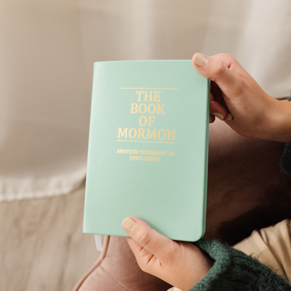Hand-Bound Genuine Leather Book of Mormon - Light Turquoise - LDP-HB-BOM-LTQ