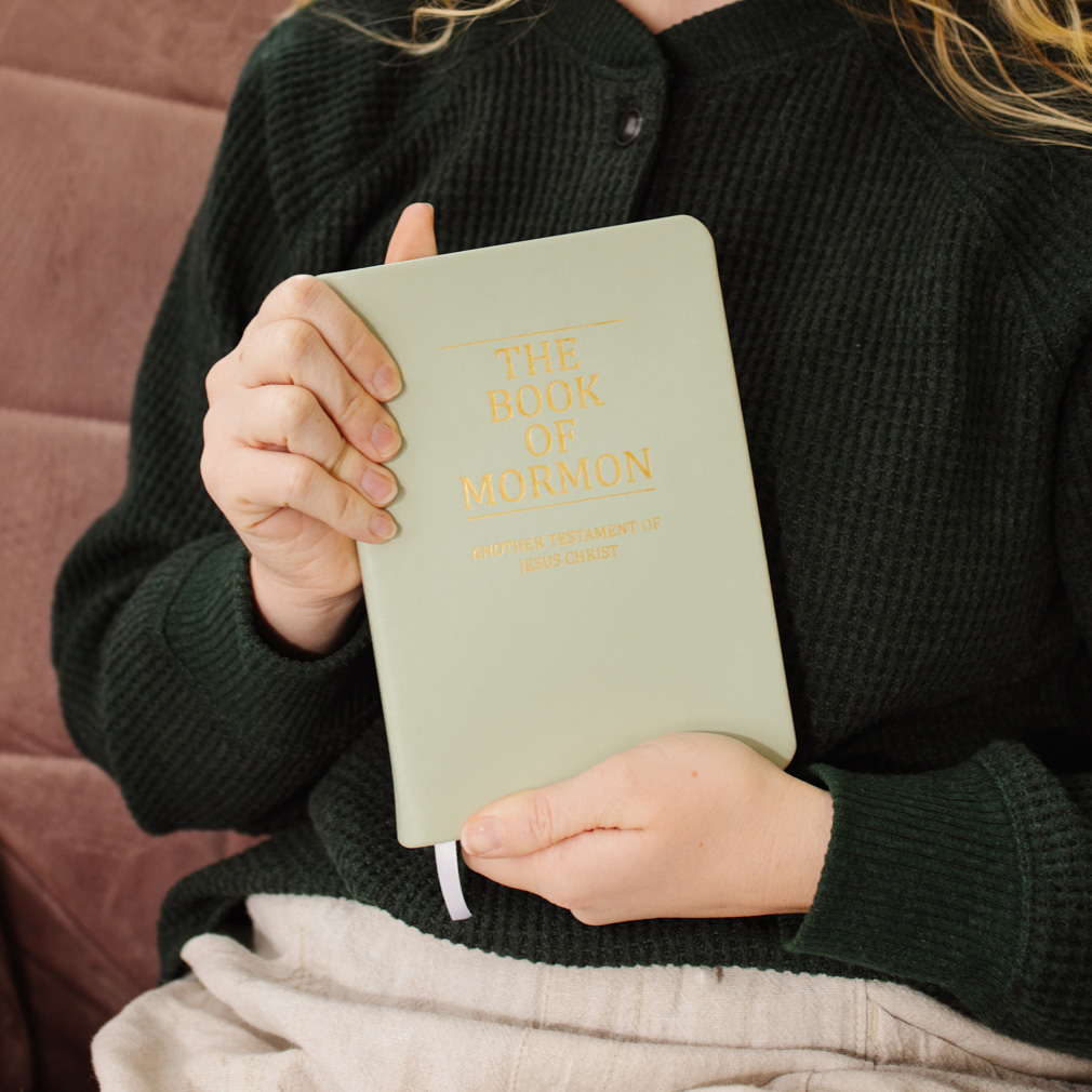 Hand-Bound Genuine Leather Book of Mormon - Mint Green - LDP-HB-BOM-MNT