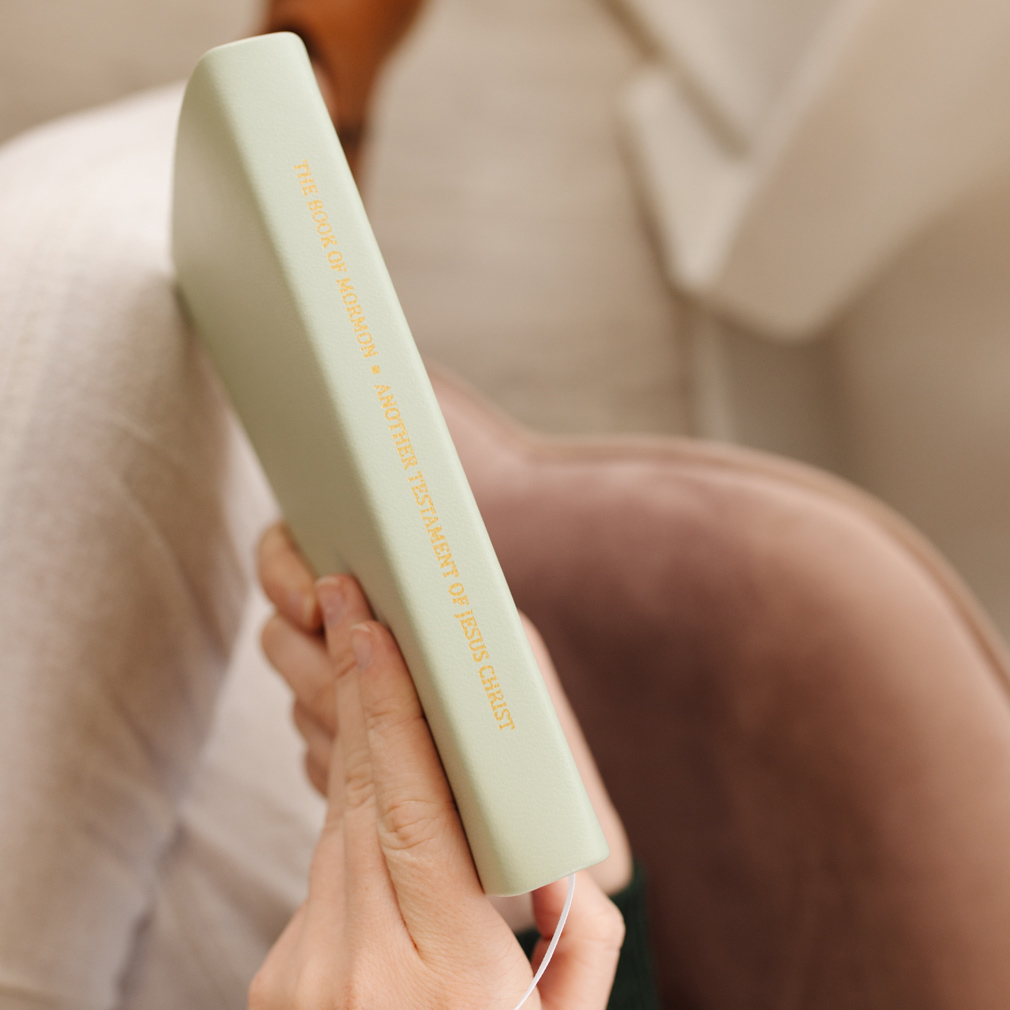 Hand-Bound Genuine Leather Book of Mormon - Mint Green - LDP-HB-BOM-MNT