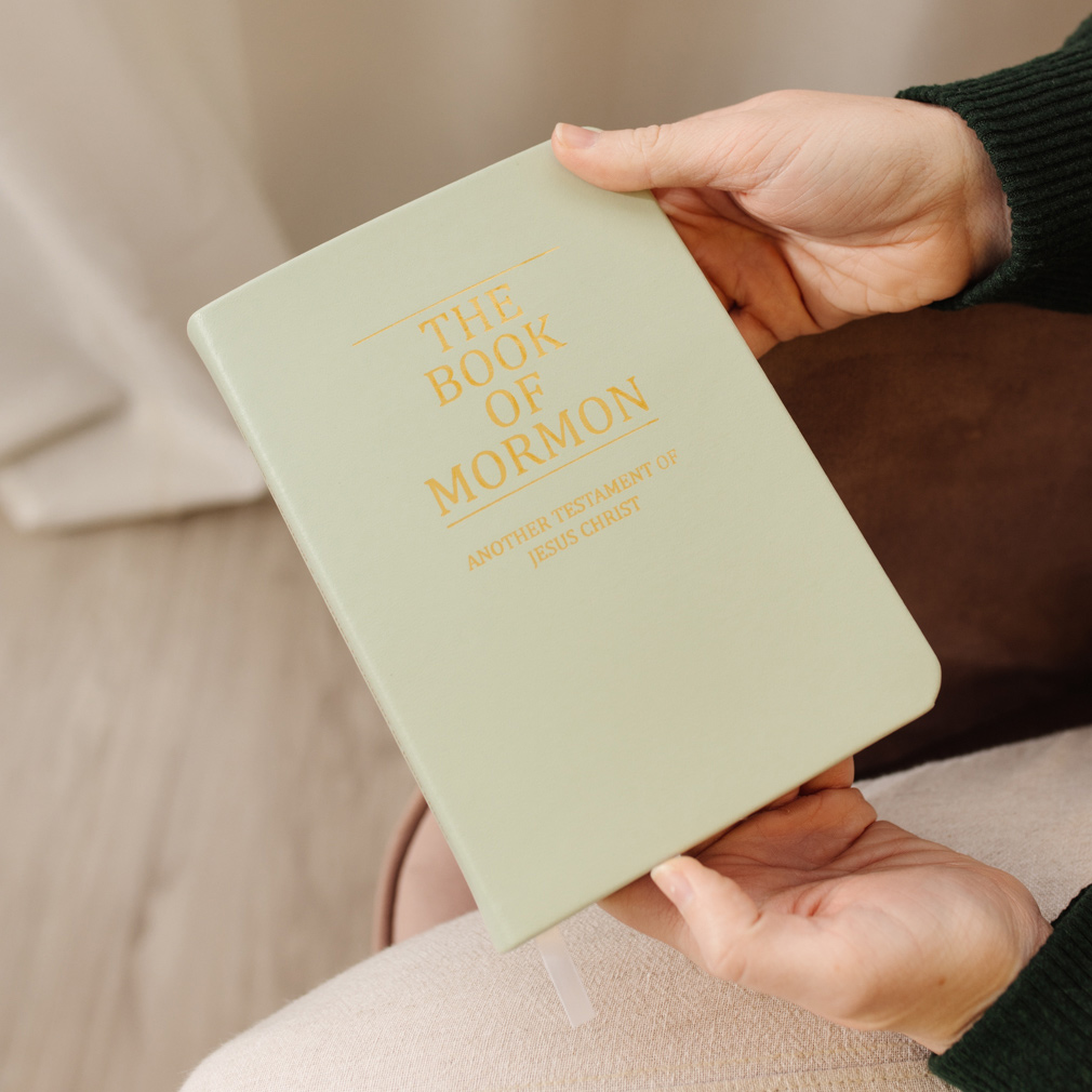 Hand-Bound Genuine Leather Book of Mormon - Mint Green - LDP-HB-BOM-MNT