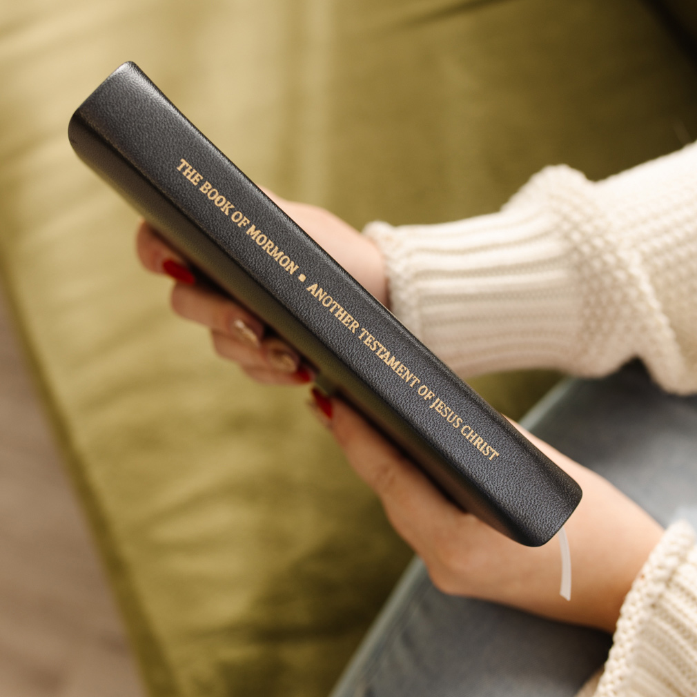 Hand-Bound Genuine Leather Book of Mormon - Pearlized Gunmetal - LDP-HB-BOM-PZM