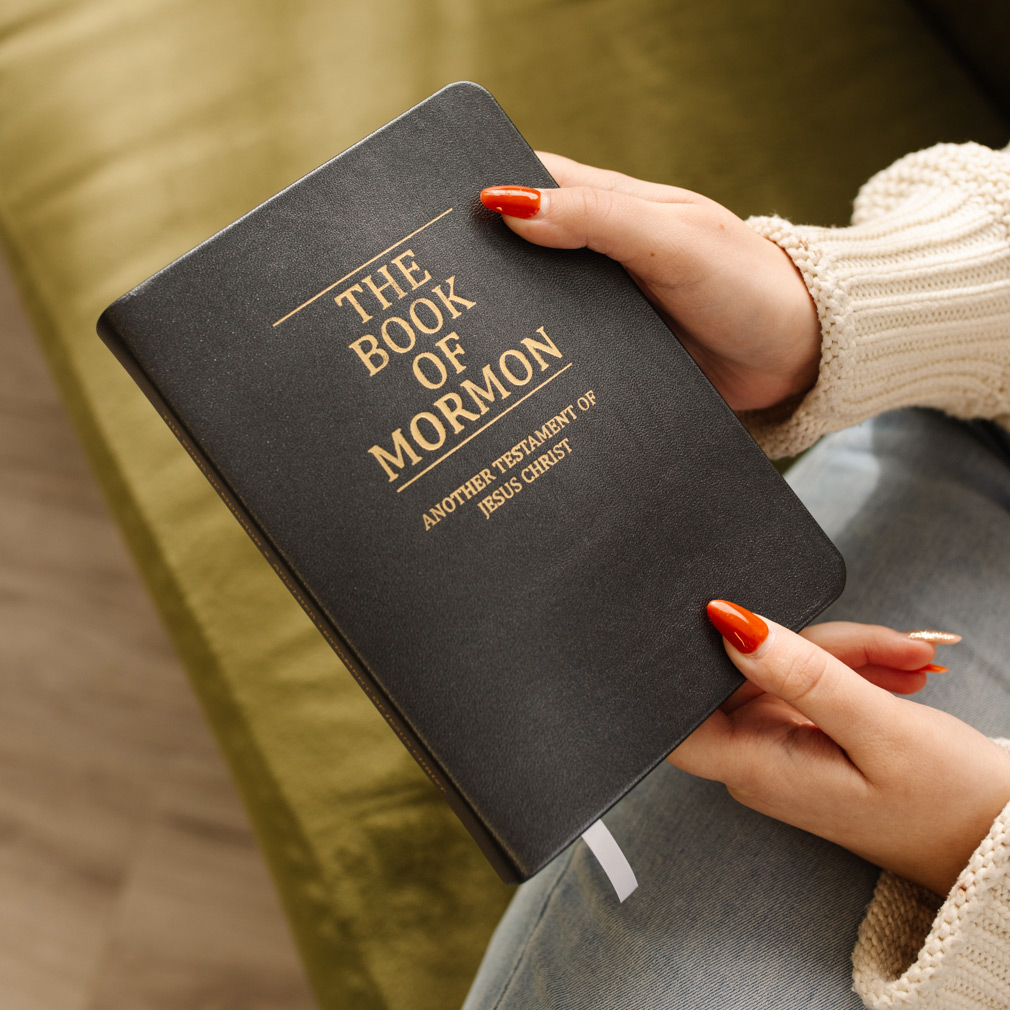 Hand-Bound Genuine Leather Book of Mormon - Pearlized Gunmetal - LDP-HB-BOM-PZM