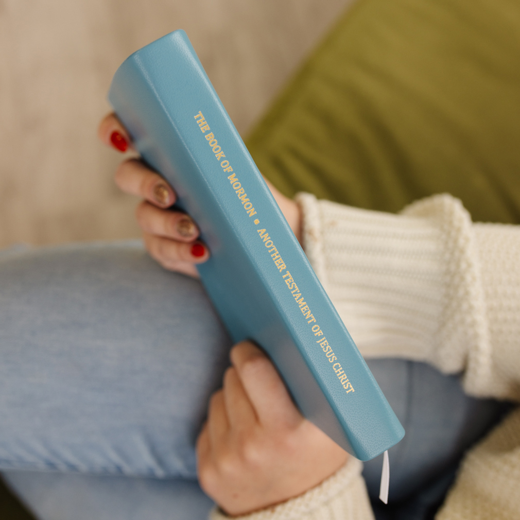 Hand-Bound Genuine Leather Book of Mormon - Sky Blue - LDP-HB-BOM-SBL