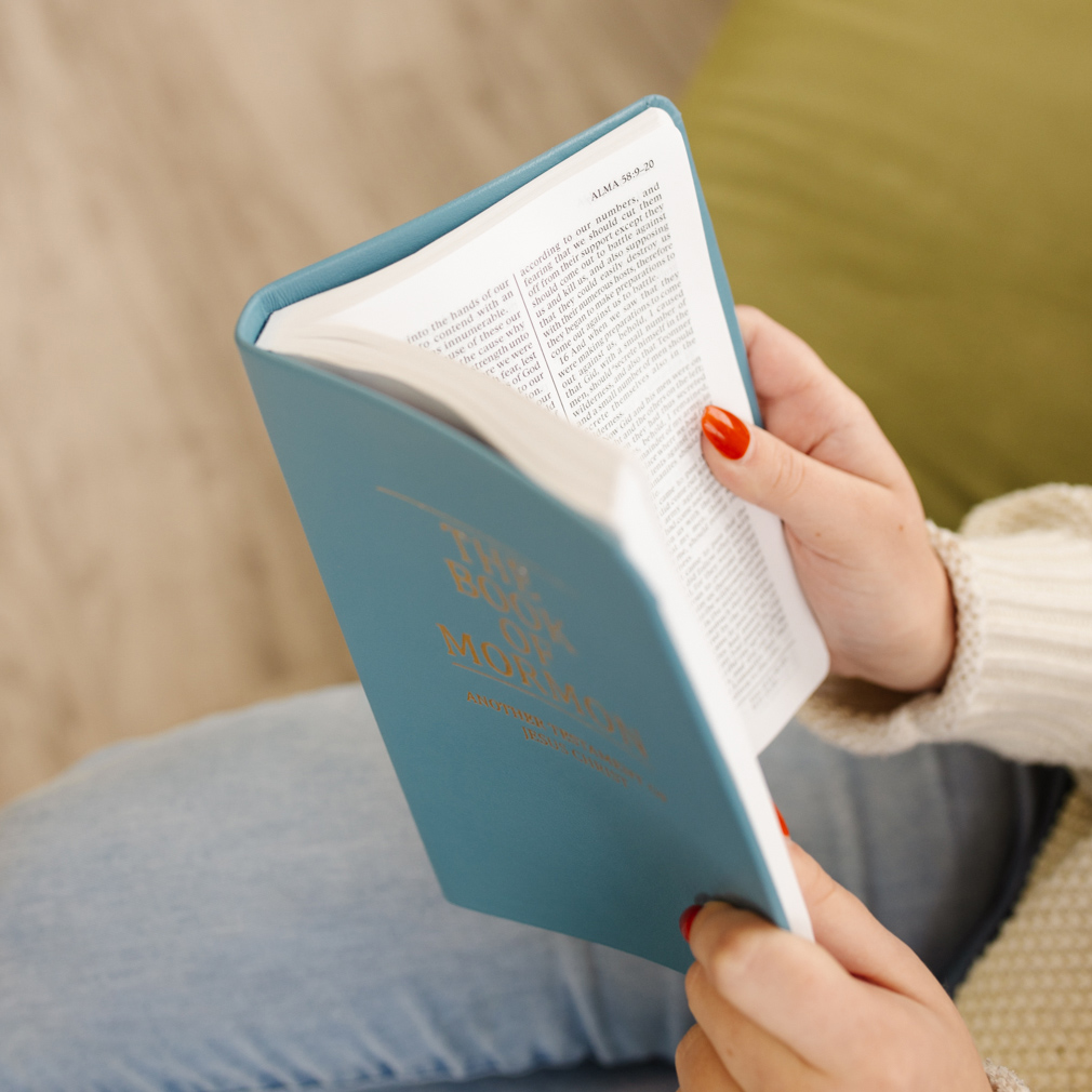 Hand-Bound Genuine Leather Book of Mormon - Sky Blue - LDP-HB-BOM-SBL