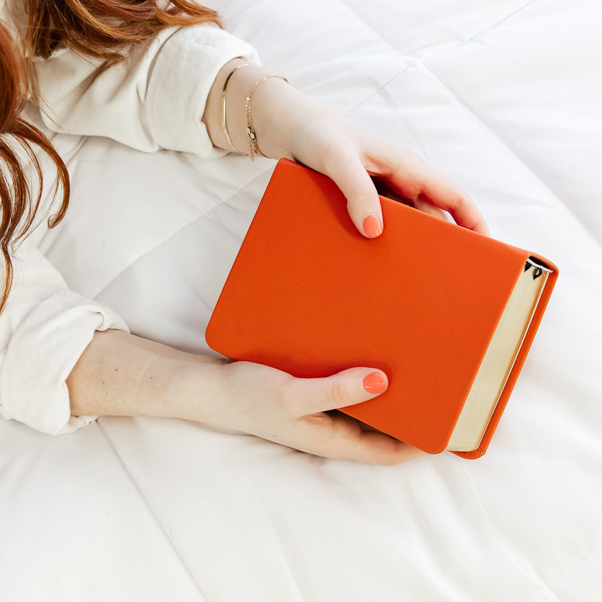 Pre-Made Hand-Bound Genuine Leather Quad - Marigold Orange - LDP-HB-RQ-MGO-PM