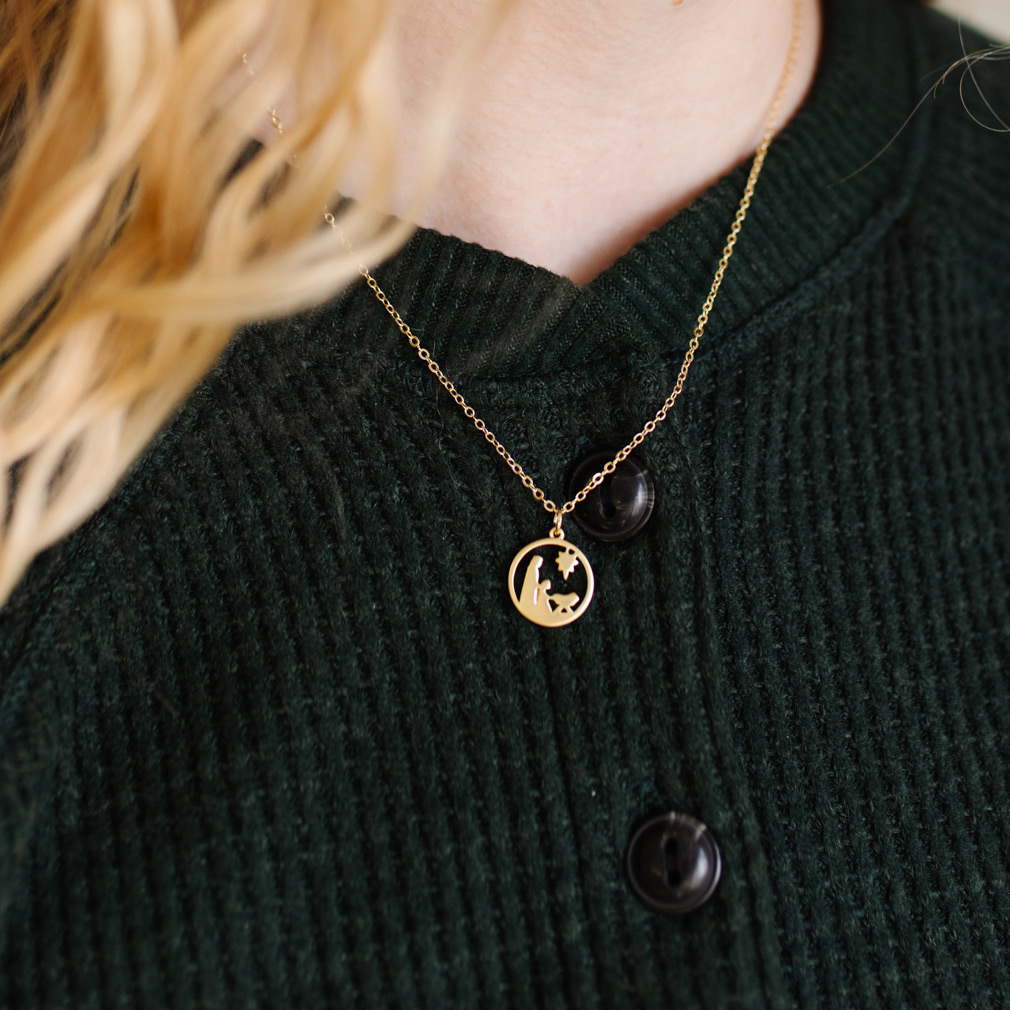 Gold Nativity Charm Necklace - DBS-MC11G