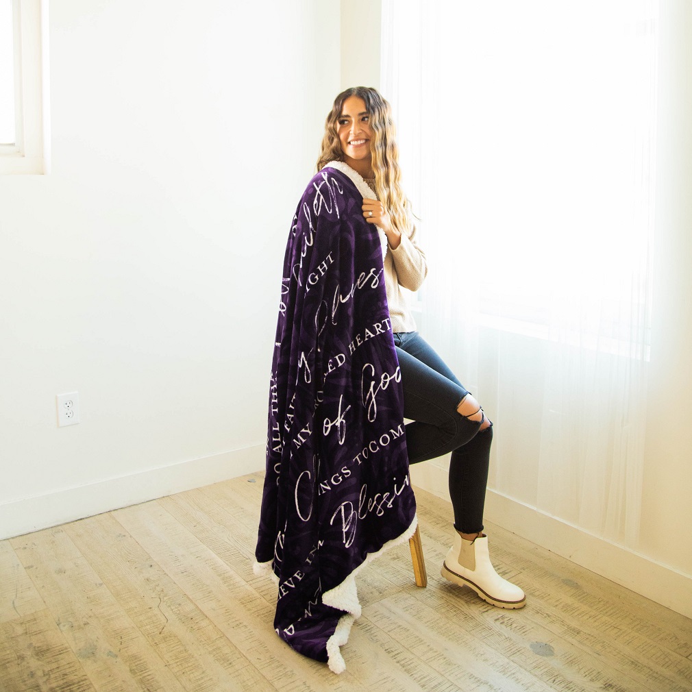Words of Faith Sherpa Fleece Throw Blanket - LDP-BLANK-WOF