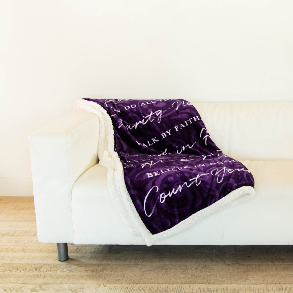 Words of Faith Sherpa Fleece Throw Blanket - LDP-BLANK-WOF