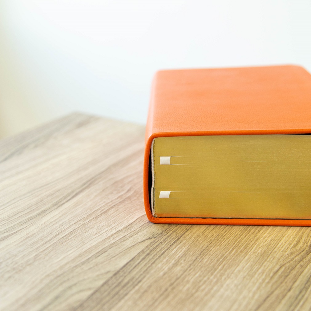 Pre-Made Hand-Bound Genuine Leather Quad - Marigold Orange - LDP-HB-RQ-MGO-PM