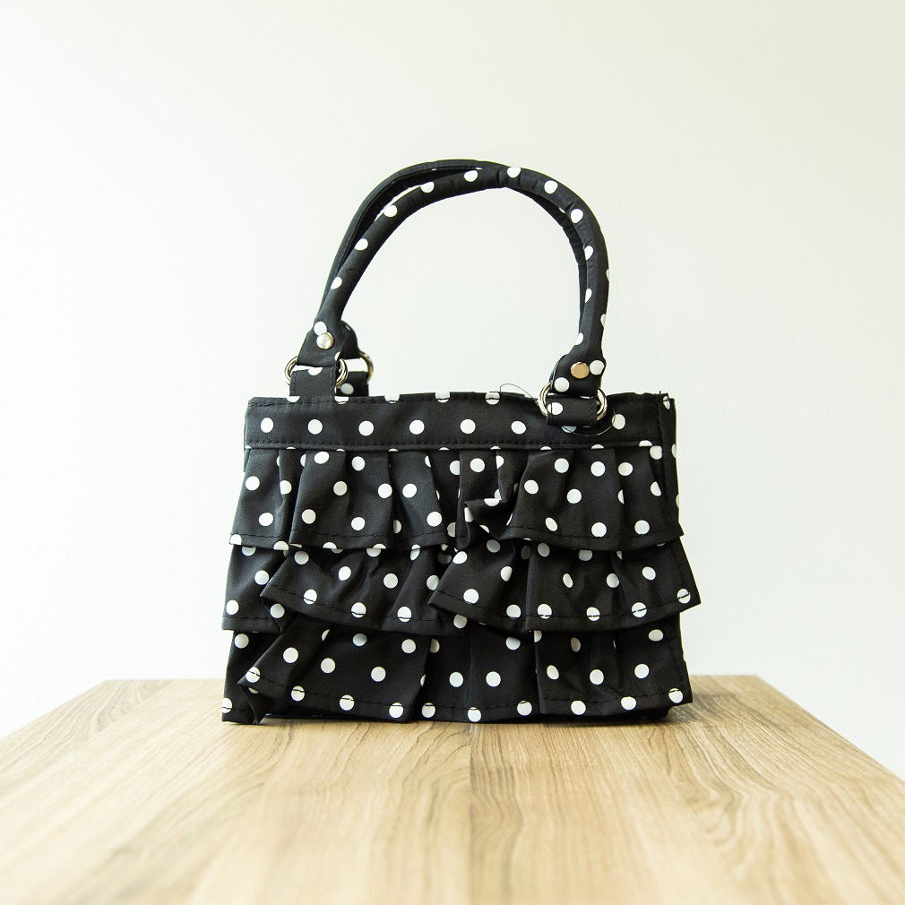 Black & White Polka Dot Ruffle Scripture Case - BM-ANGELA-BLACK