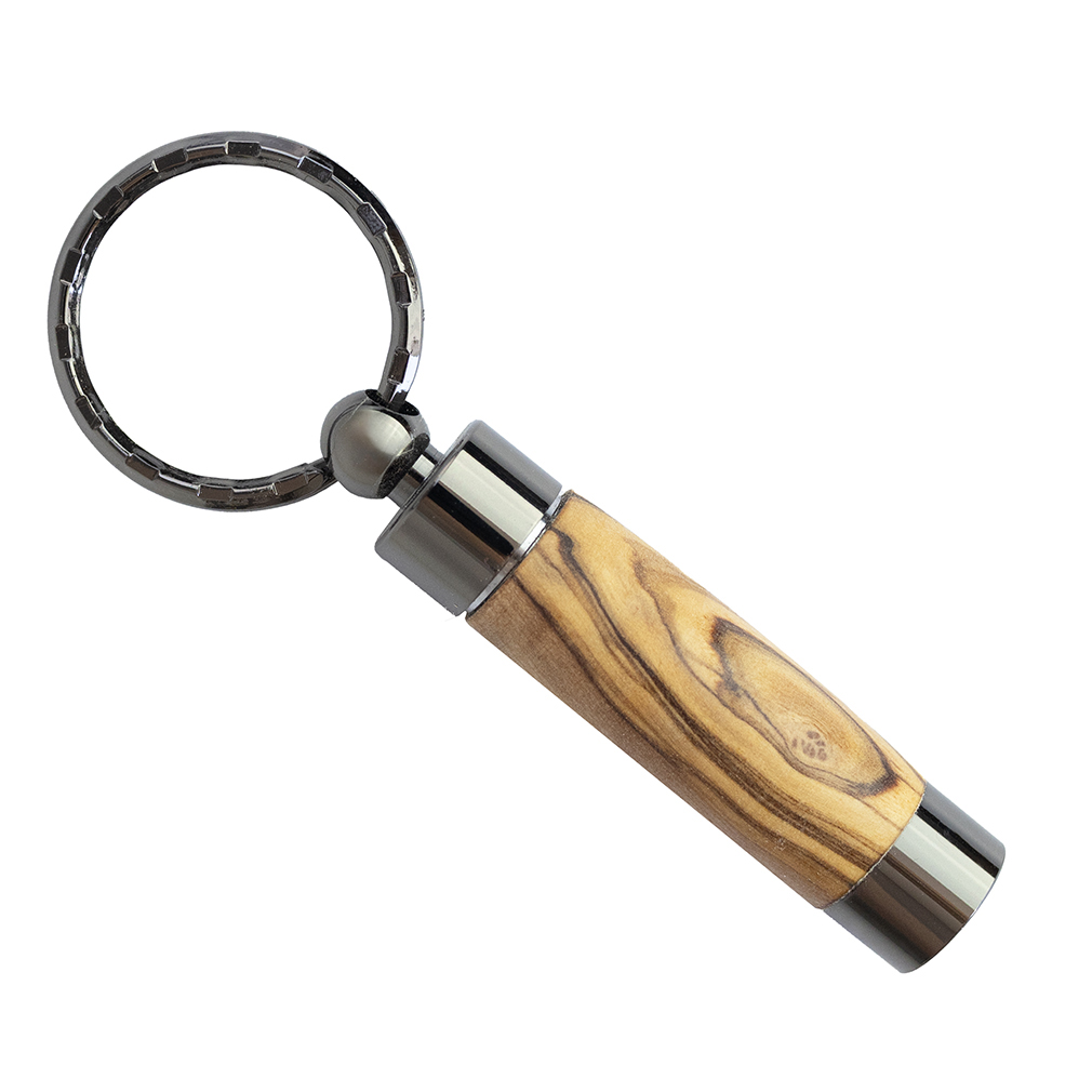 Bethlehem Olive Wood Oil Vial - Silver/Gunmetal - PT-OLIVE-VIAL
