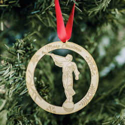 Circle Angel Moroni Ornament - Wood