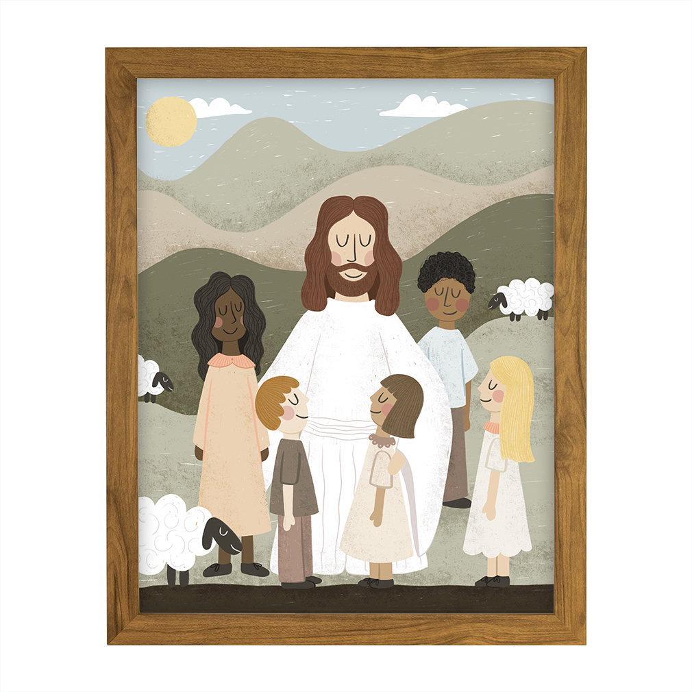 Leading His Little Lambs - Framed/Unframed Wall Art - LDP-ART-DA-LHLL