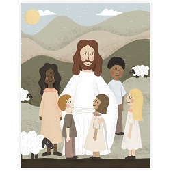 Leading His Little Lambs - Framed/Unframed Wall Art