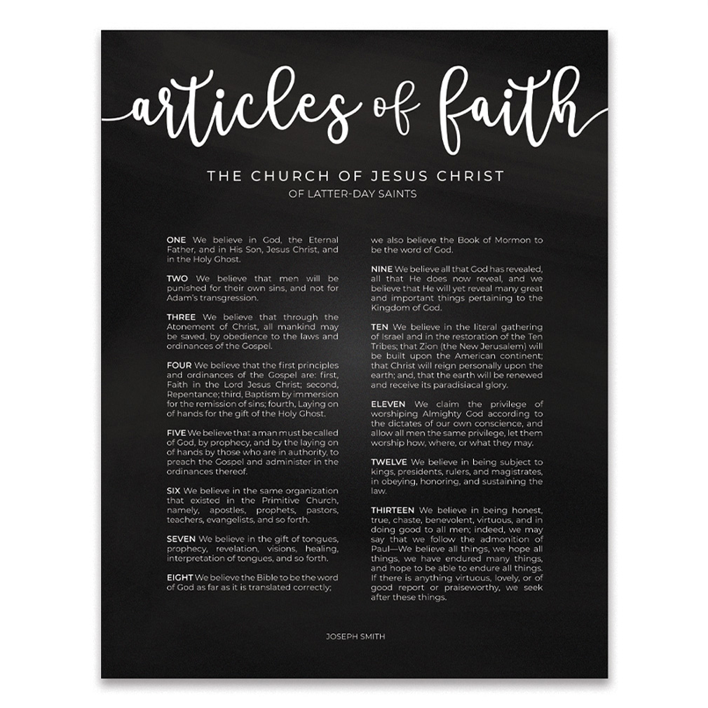 Chalkboard Articles of Faith - Framed/Unframed - LDP-ART-PRO-AOF-CHLK