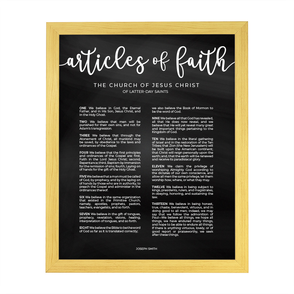 Chalkboard Articles of Faith - Framed/Unframed - LDP-ART-PRO-AOF-CHLK