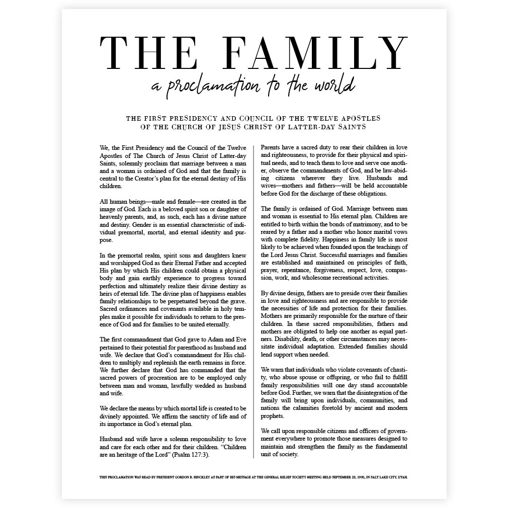 Classic Family Proclamation - Framed/Unframed - LDP-ART-PRO-FML-CLS
