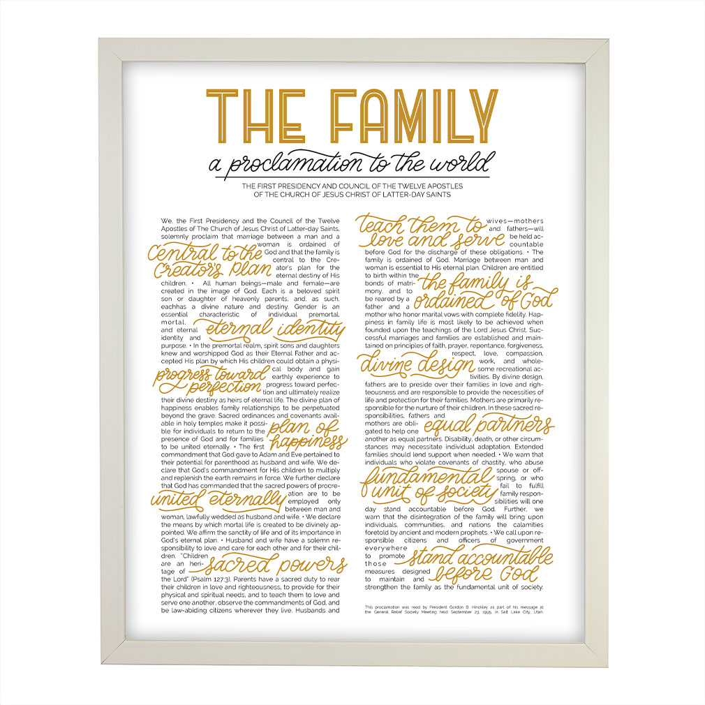Hand-Lettered Family Proclamation - Framed/Unframed - LDP-ART-PRO-FML-HL