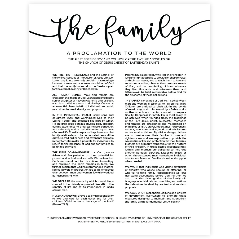 Modern Family Proclamation - Framed/Unframed - LDP-ART-PRO-FML-MOD