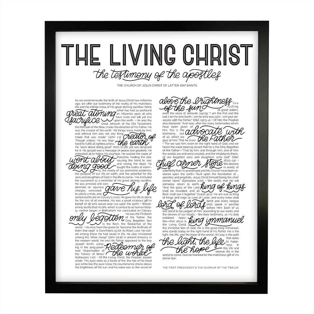 Hand-Lettered Living Christ Proclamation - Framed/Unframed - LDP-ART-PRO-LC-HL