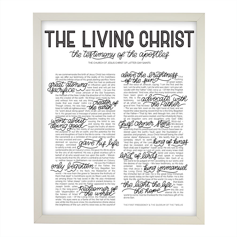 Hand-Lettered Living Christ Proclamation - Framed/Unframed - LDP-ART-PRO-LC-HL