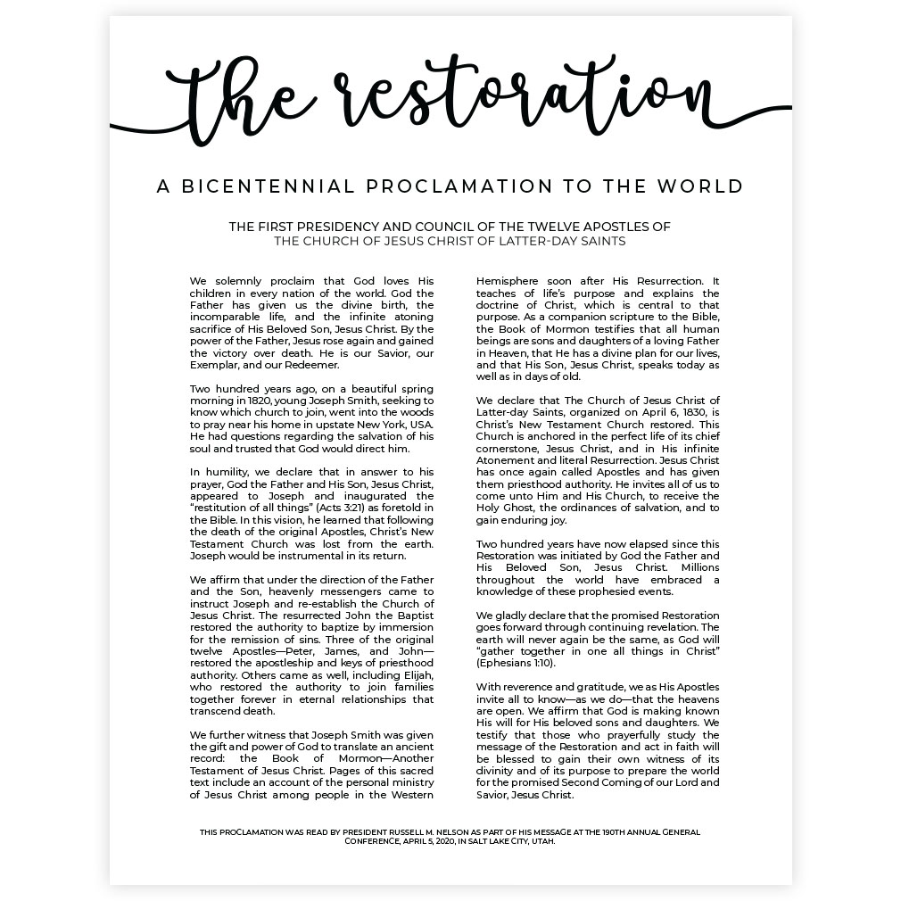 Modern Restoration Proclamation - Framed/Unframed - LDP-ART-PRO-RES-MOD