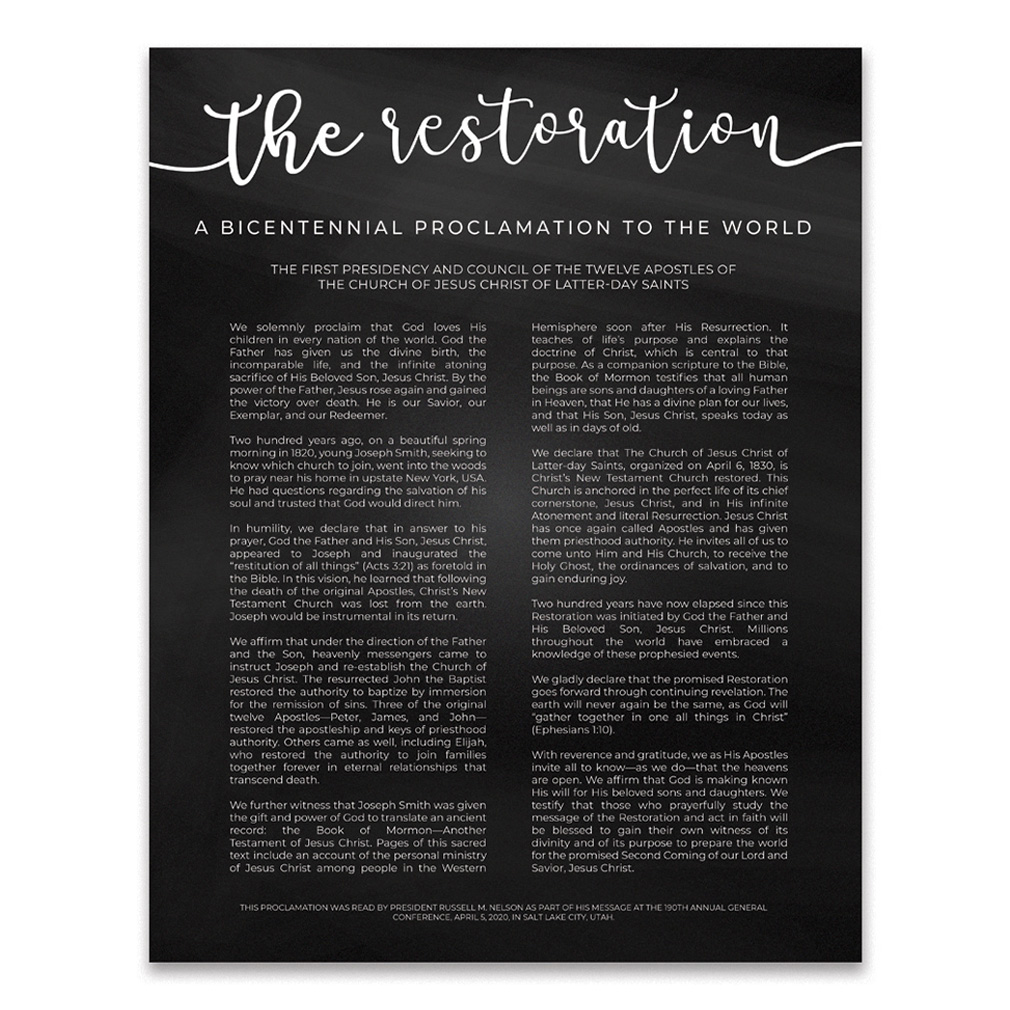 Chalkboard Restoration Proclamation - Framed/Unframed - LDP-ART-PRO-RES-CHLK