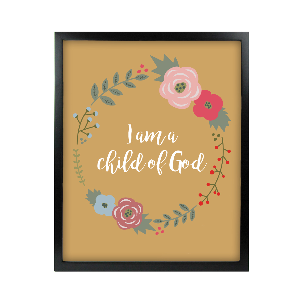 I am a Child of God Floral Wall Art - Black - LDP-ART-COG-FLORAL-BLK