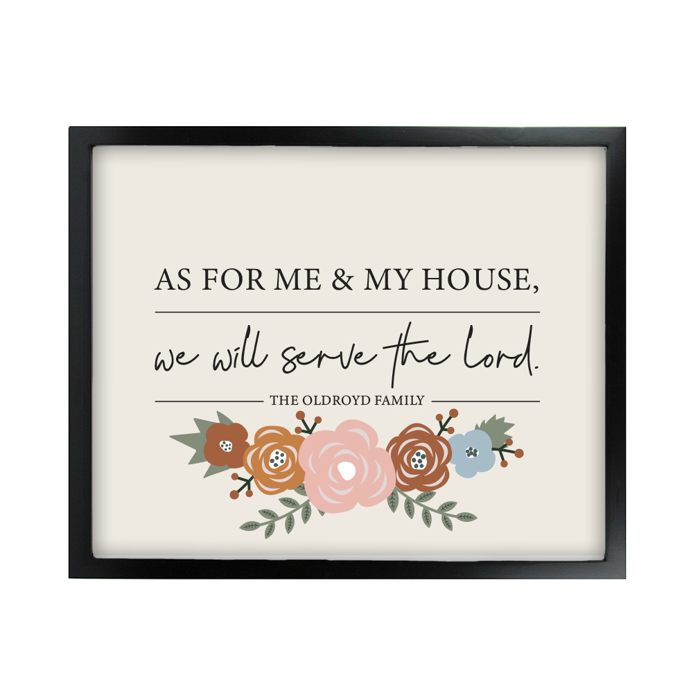 As For Me and My House Floral Wall Art - Black - LDP-ART-HOUSE-FLORAL-BLK