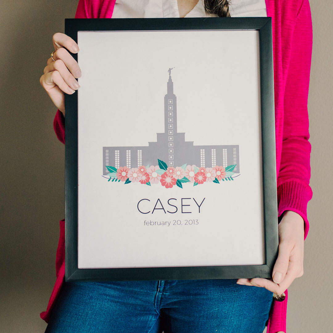 Personalized Flower Temple Print - Black - LDP-FR-ART-FLWTEMP-BLK