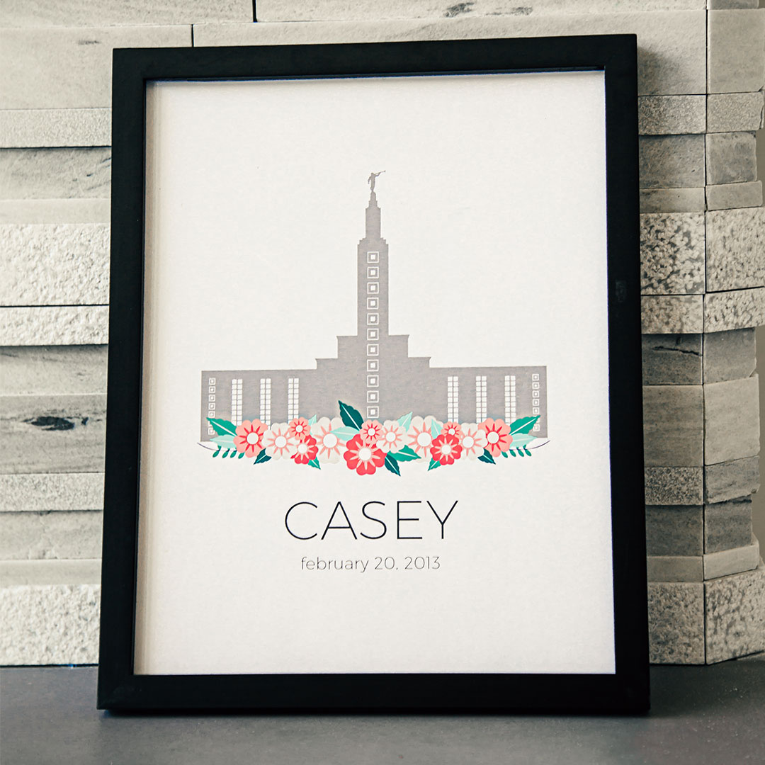 Personalized Flower Temple Print - Black - LDP-FR-ART-FLWTEMP-BLK
