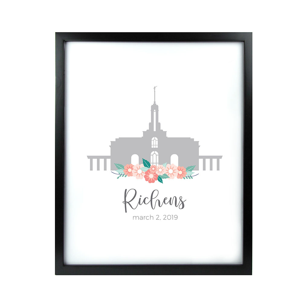 Personalized Flower Temple Print - Black - LDP-FR-ART-FLWTEMP-BLK