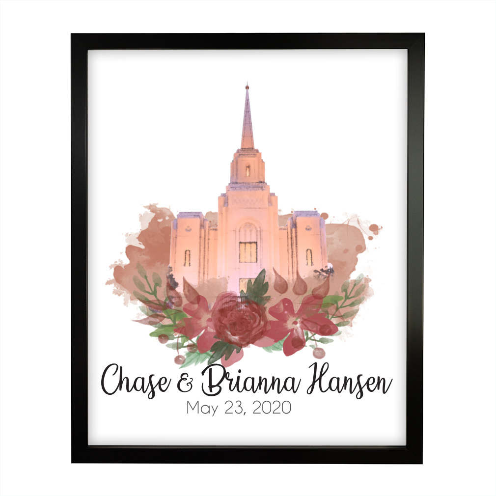 Personalized Rose Watercolor Temple - Wall Art - LDP-FR-ART-ROSETEMP